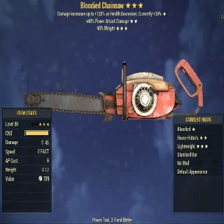 Chainsaw | LVL 50 | Bloodied, Heavy Hitter's, Lightweight | God Roll