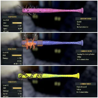 Rare Baseball Bats Set | Level 45 | Yellow, Pink, Indigo | Baseball Bats