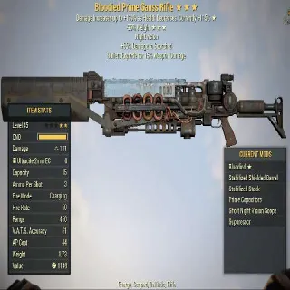 Missing Stars Weapon | LVL 50 | Gauss Rifle |Bloodied- ? -90% Weight| Missing Effects