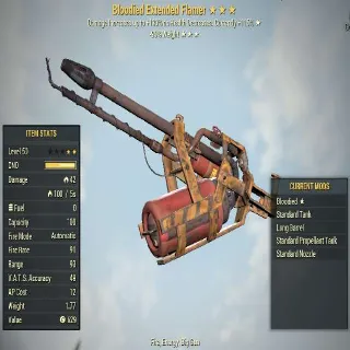Missing Stars Weapon | LVL 50 | Flamer |Bloodied- ? -90% Weight| Missing Effects
