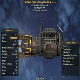 Missing Stars Weapon | LVL 50 | Gatling Plasma |Two Shot- ? -90% Weight | Missing Effects