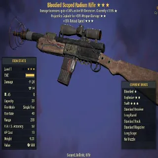 Glitched Weapon | LVL 1 | Radium Rifle | ★ Bloodied ★★ Explosive ★★★ Swift