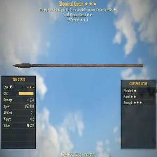 Bloodied Spear (40% Faster Swing Speed, +3 Strength)