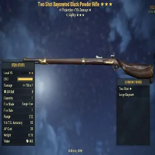 Missing Stars Weapon | LVL 45 | Black Powder Rifle |Two Shot - ? - Agility | Missing Effects