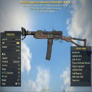 [PC]:Bloodied Suppressed Automatic [Explode+15% FR] Radium Rifle
