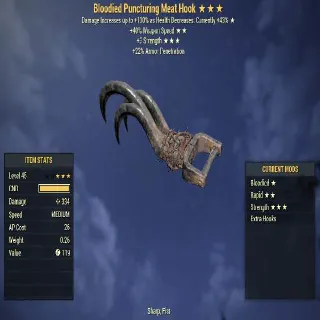 Bloodied Meat Hook (40% Faster Swing Speed, +3 Strength)