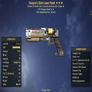 Laser Pistol | LVL 45 | Vampires, Rapid, Vats Optimized | God Roll