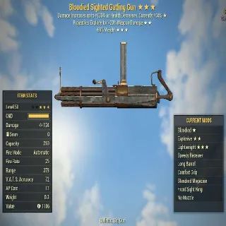 Bloodied Gatling Gun (Explosive, Weapon weights reduced by 90%)