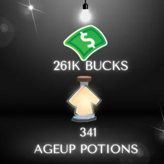 261K bucks 341 age up Potions   in 1 account 
