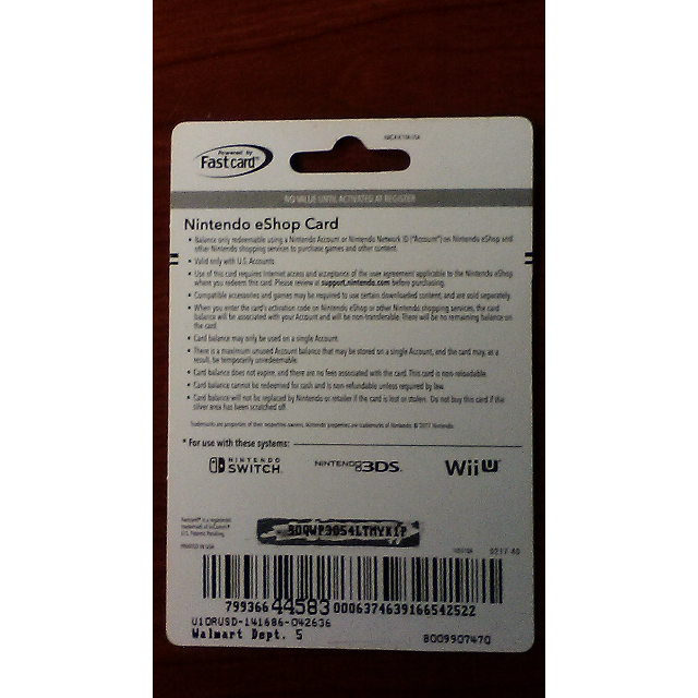 nintendo wii u eshop card