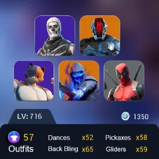 [PC / PSN / Xbox / Nintendo] 55 skins | Catalyst | kymera | snap | torin | Joey | fade | Ronin | fusion |   V-Bucks : 1350