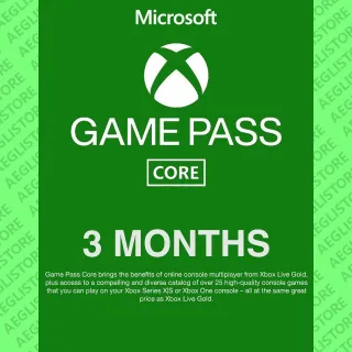 XBOX GAME PASS CORE 3 MONTHS XBOX LIVE KEY - GLOBAL - [𝐀𝐔𝐓𝐎 𝐃𝐄𝐋𝐈𝐕𝐄𝐑𝐘]