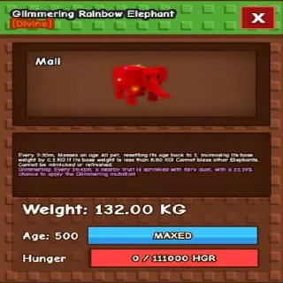 Rbh Elephant 132kg Age 500