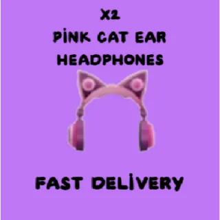 x2 Pink Cat Ear Headphones