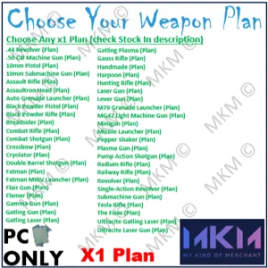 Any X1 Weapon Plan