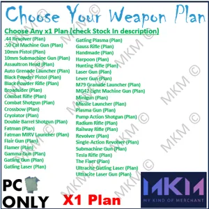 Any X1 Weapon Plan