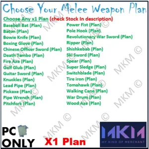 Any X1 Melee Weapon Plan