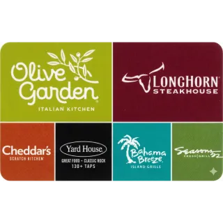 Olive Garden $25-30 App Redeem LongHorn Cheddar's Yard House Ruth's Chris 8 Brands