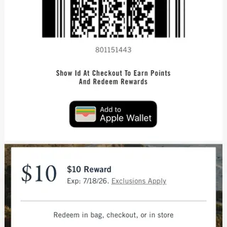 $10 Instant | Abercrombie Rewards | In-Store | Exp 7/18/26