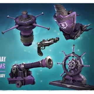 Seas of thieves Black obsidian set Wheel , Pistol , Speaker , Fishing rod , Canon , Figurehead , Mug ,| everything on the pic