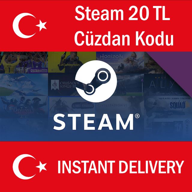 20 TL Steam Gift Card TURKEY INSTANT DELIVERY. Steam Gift Cards