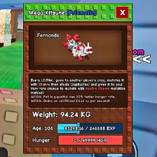 ✅【👑 ULTRA RARE】【94.24KG AGE 106】 | 🌈🦊 GODLY MEGA KITSUNE | TITANIC MEGA KITSUNE | HUGE MEGA KITSUNE | FAST DELIVERY ⚡