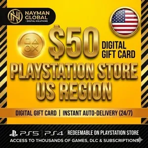 $50 PlayStation Store Gift Card (USA Region) - INSTANT AUTO-DELIVERY 24/7 ⭐ 