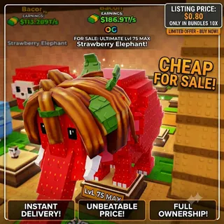 10x MAX LVL bacon strwberry elephants (186T/s) CHEAP