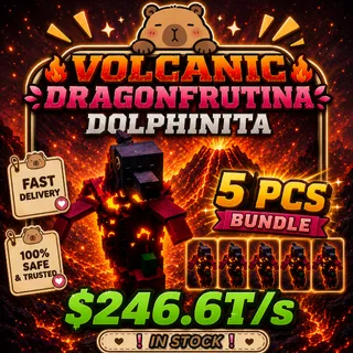 KICK A LUCKY BLOCK | VALOCANIC DRAGONFRUTINA DOLPHINITA | 5X BUNDLE | $246.6T