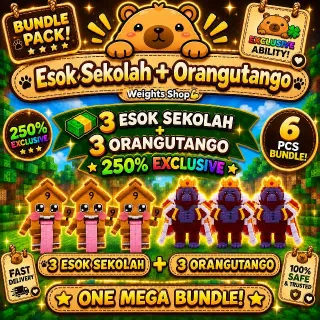 KICK A LUCKY BLOCK | 3 PCS ESOK SEKOLAH | 3 PCS ORANGUTANGO| EXCLUSIVE