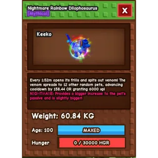 HUGE RAINBOW HATCHED DILOPHOSAURUS 60KG+