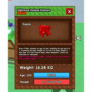 16KG RAINBOW HATCHED ELEPHANT