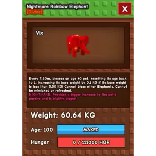 60KG RAINBOW HATCH ELEPHANT