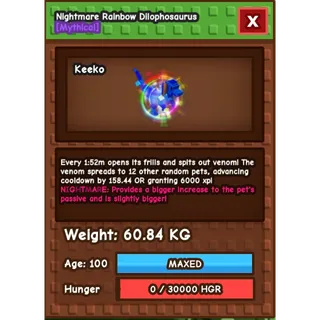 HUGE RAINBOW HATCHED DILOPHOSAURUS 60KG+