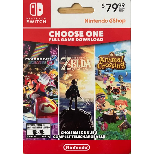 79.99 Nintendo Full Game Download Choose one MarioKart 8 Deluxe