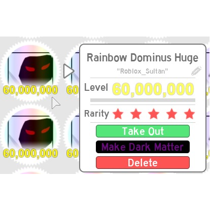 Bundle X4 Rainbow Dominus Huge In Game Items Gameflip - how to make a dark game in roblox