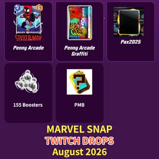 MARVEL SNAP Twitch drops ✔️ Miles Morales - PAX+PAX 2025 Card Borders+2025 PAX Cardback+155 Boosters+PMB ✔️
