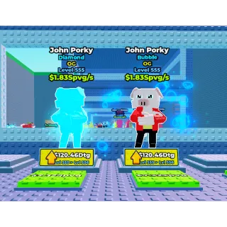 JOHN PORK OG DIAMOND BUBBLE x2 LVL 555 ESCAPE WAVES FOR LUCKY BLOCK