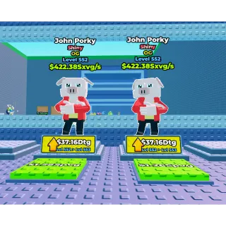 JOHN PORK OG SHINY x2 LVL 550 ESCAPE WAVES FOR LUCKY BLOCKS