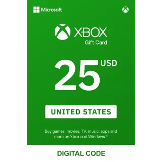 25 USD Xbox gift card