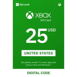 $25.00 Xbox Gift Card