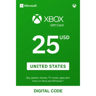 $25.00 Xbox Gift Card