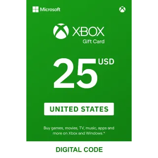 25 USD Xbox gift card