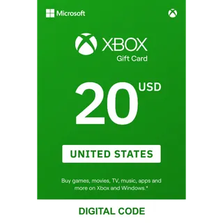 20 USD Xbox gift card