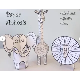 Paper Animal Craft: Printable Coloring Activity for Kids (Digital Download)