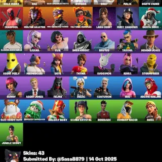 Fortnite OG Account | 43 Skins | Travis Scott, Lara Croft, Deadpool | 77 Gliders | 63 Emotes | Full Access
