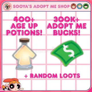 Adopt Me! 300k+ Bucks And 400+ Age Up Potions