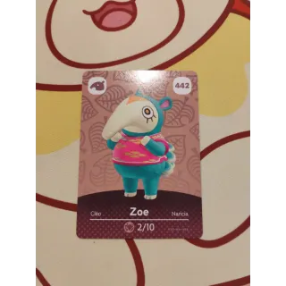 Zoe Animal Crossing Amiibo Card