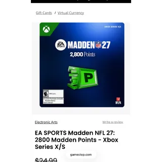 Madden Points 5850 for XBox