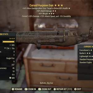Fo76 Cursed Harpoon Gun